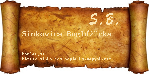 Sinkovics Boglárka névjegykártya