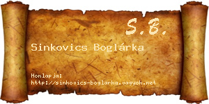 Sinkovics Boglárka névjegykártya
